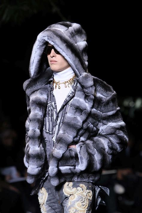 menswear versace fur coat|Versace men's jacket for sale.